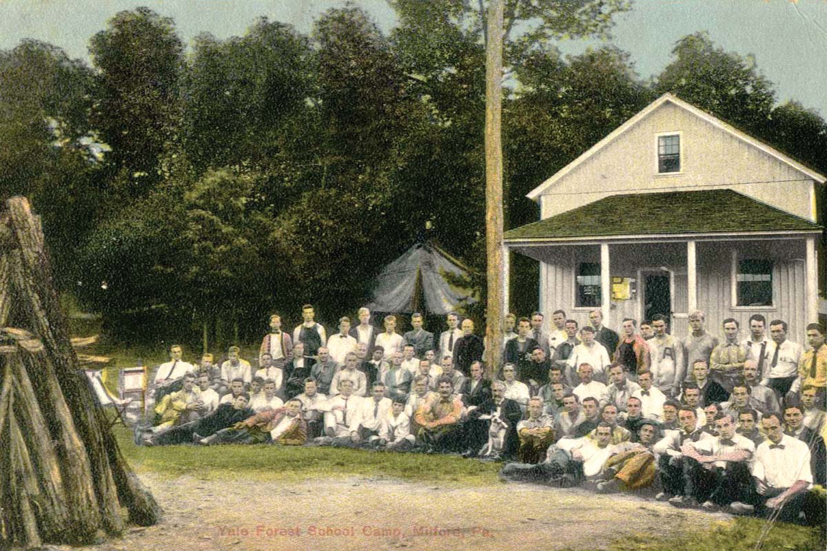 postcard of students